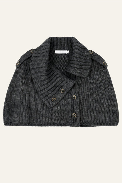 Short Button-Up Wool Cape