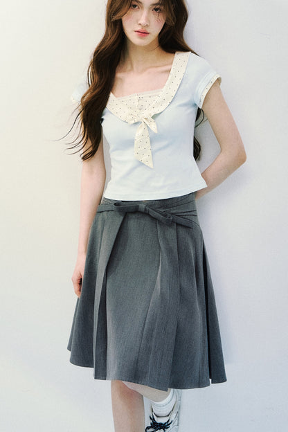Asymmetrical Pleated Midi Skirt