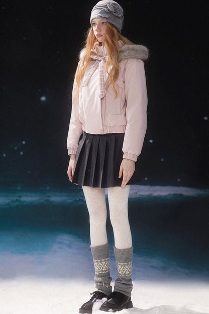 Pink Fur Collar Down Jacket