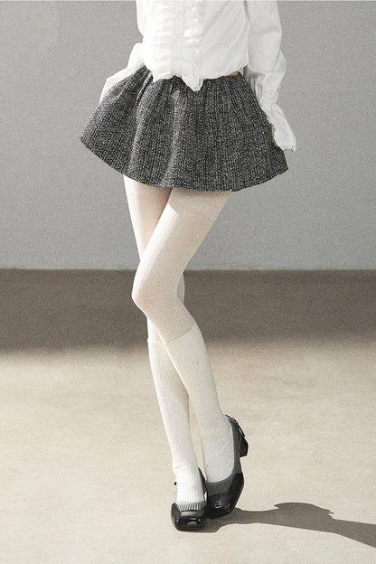 Black White Tweed Jacket With Skirt and Top Set-Up