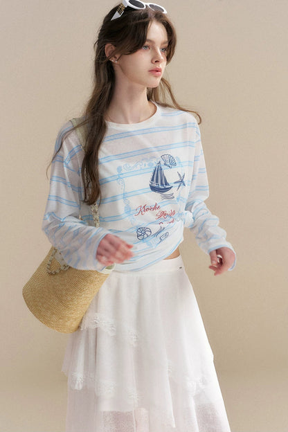 Hand-Painted Nautical Stripe T-Shirt