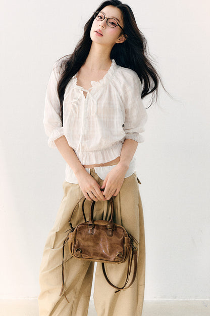 Wave Pleat Chiffon Top