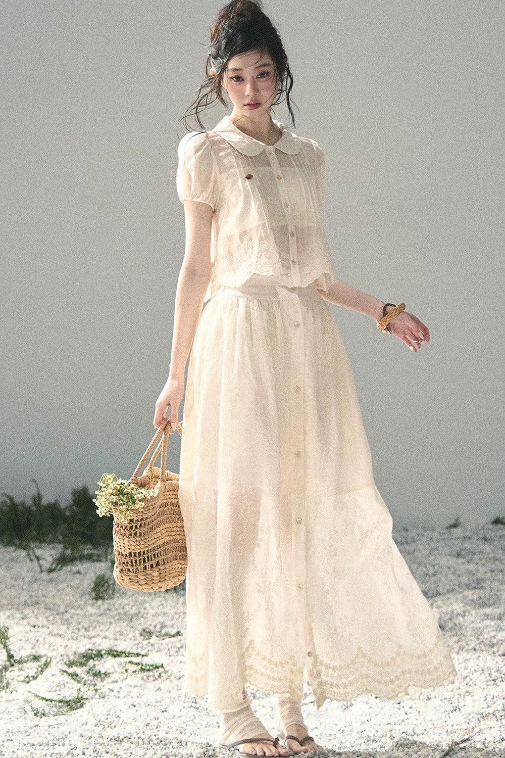 French Floral Lace Two-Piece Set