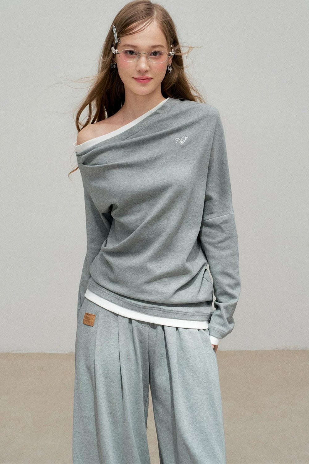Color-Block Off-Shoulder Set