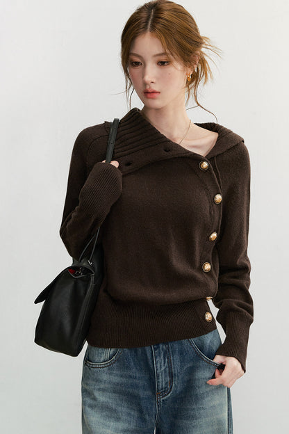 Diagonal Button Knit Top