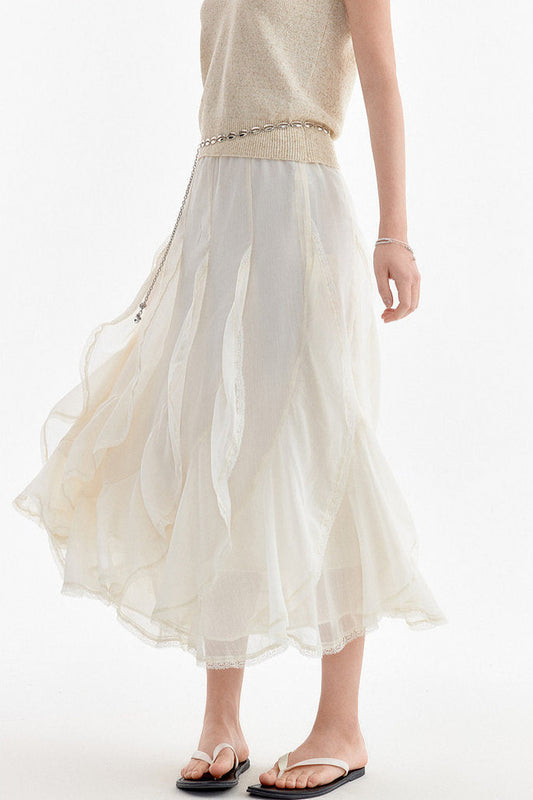 Chiffon Lace Ruffle Skirt