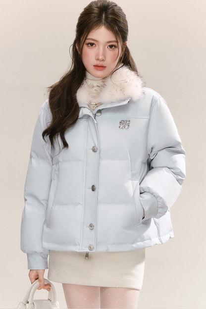 Blue 90% White Duck Down Puffer Jacket