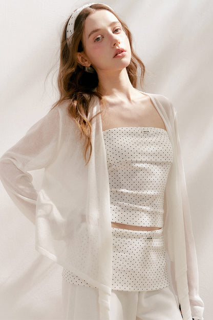 Airy Knit Tie-Up Cardigan