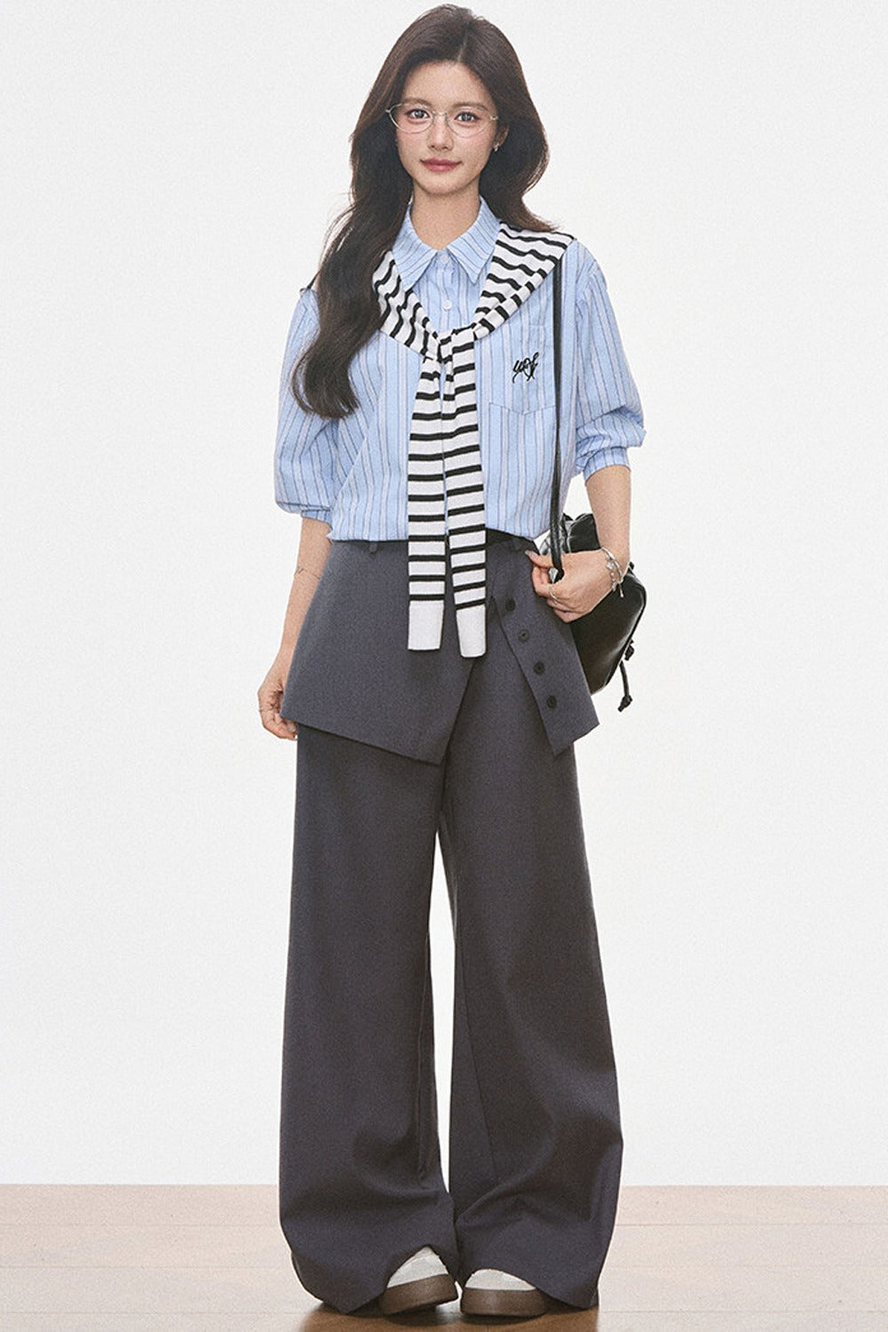 Ensemble chemise rayée et pantalon large