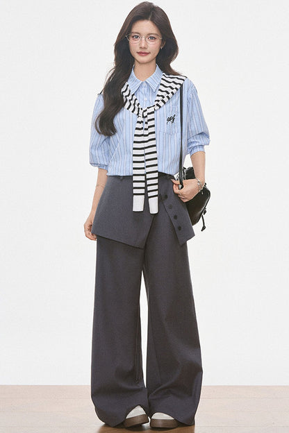 Ensemble chemise rayée et pantalon large