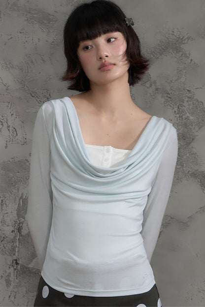 Swing Collar Spliced Blouse