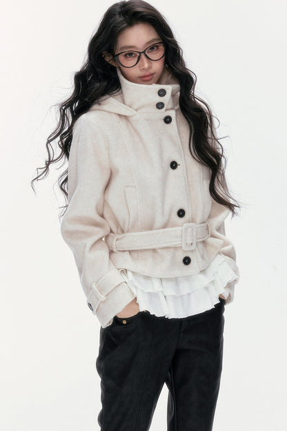 Quilted Woolen Hooded Jacket
