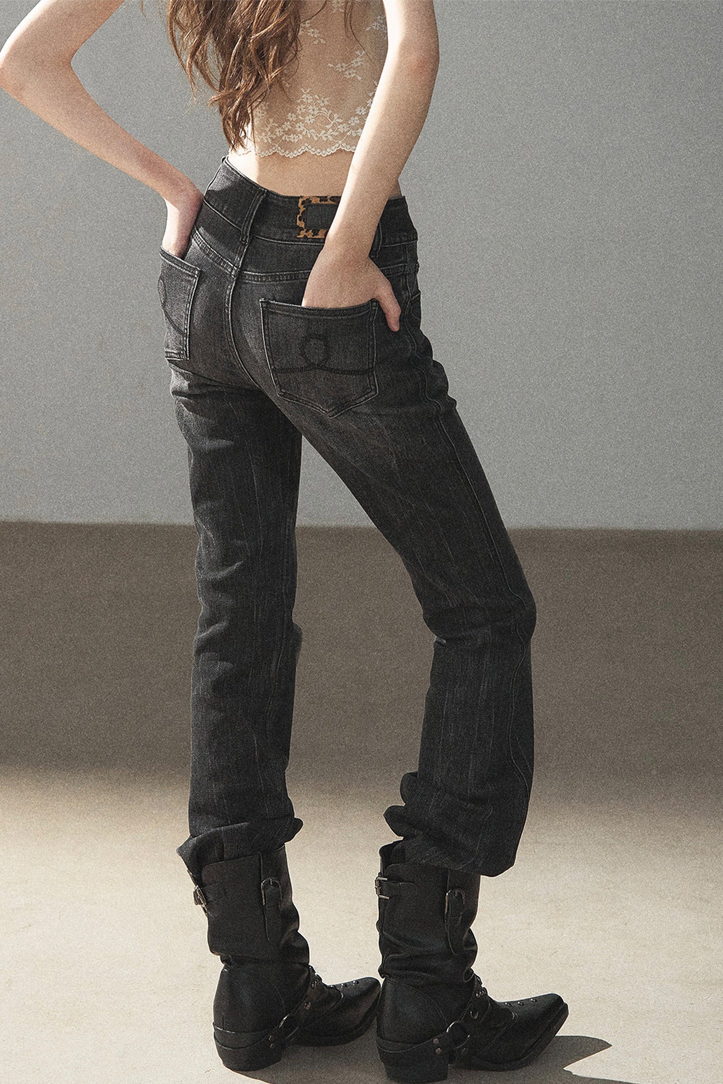 Retro Slim-Fit Denim Pants