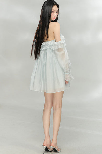 Flowing Ruffled Halter Dress