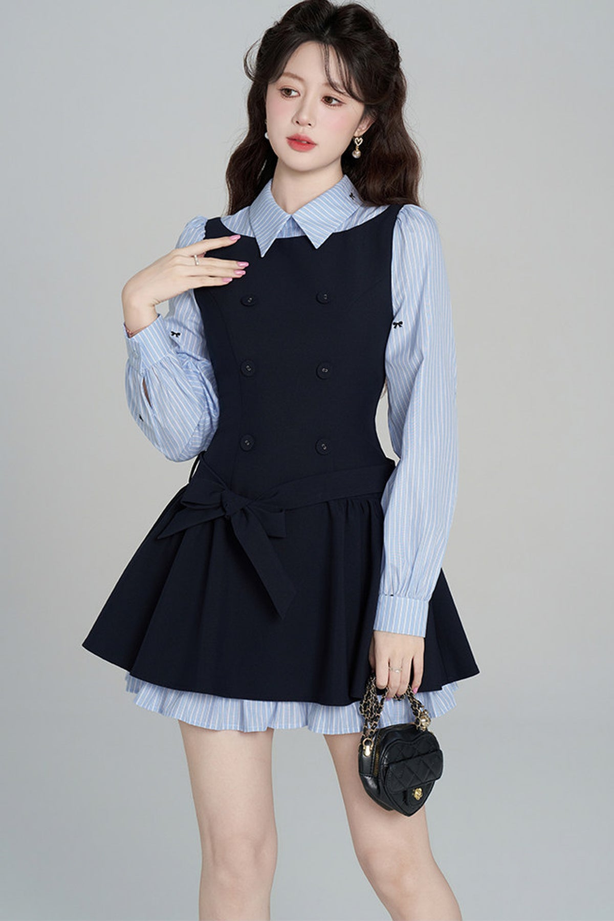 Preppy Style Long-Sleeved Dress