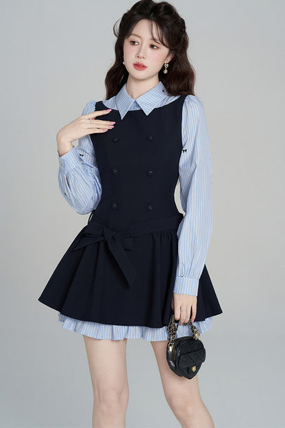 Preppy Style Long-Sleeved Dress