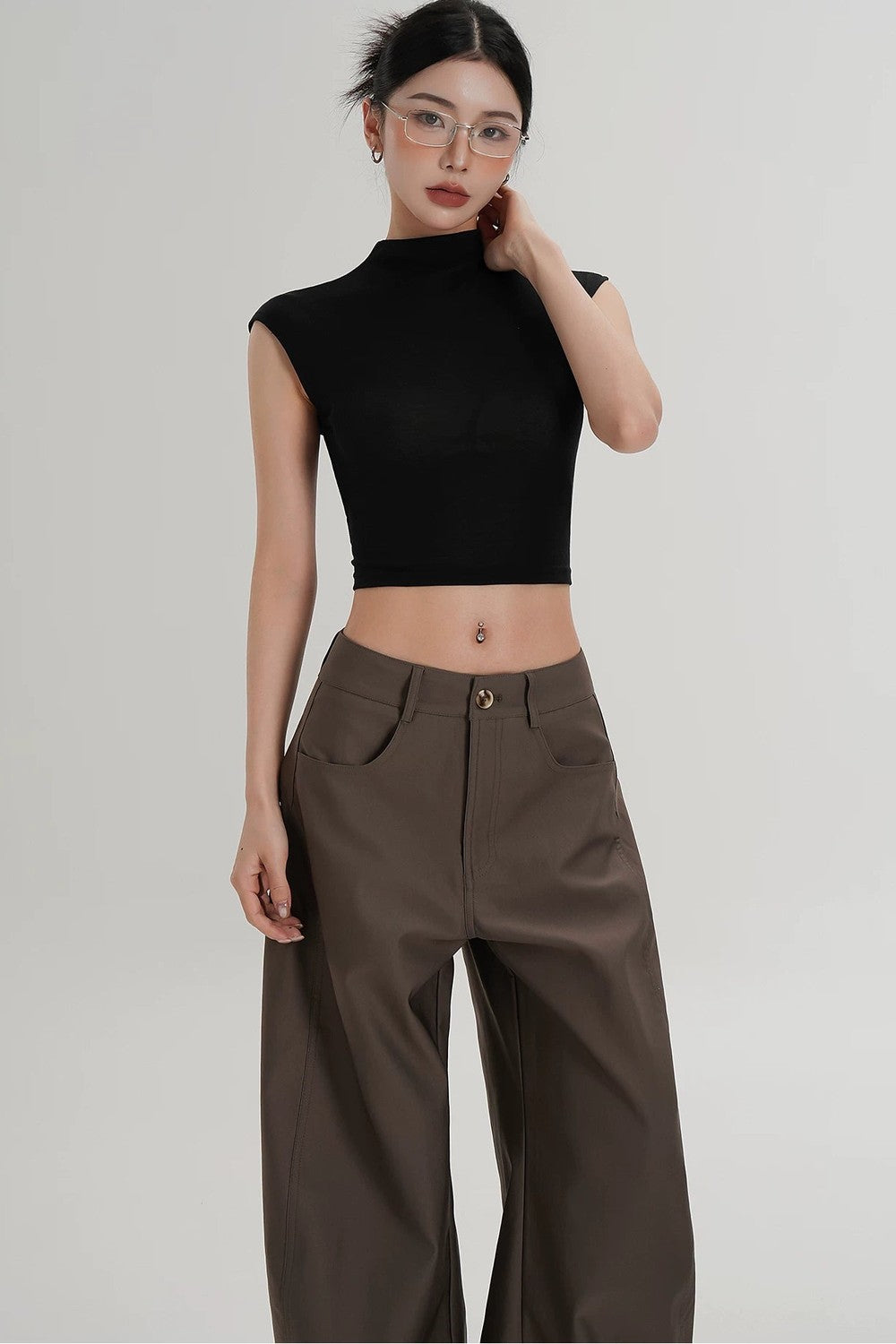 Tencel Silk Mock Neck Crop Top