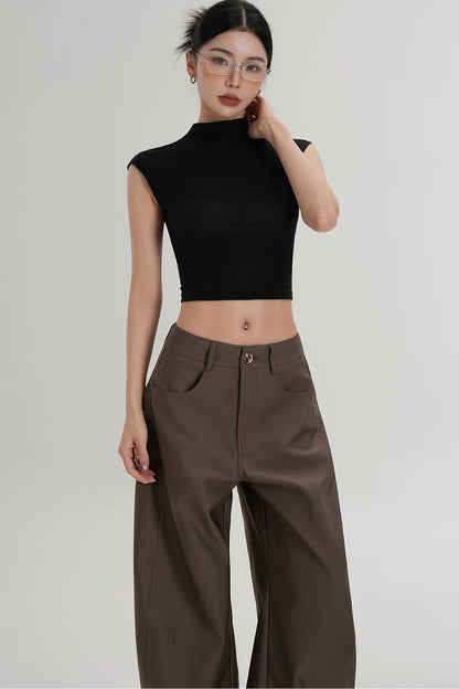 Tencel Silk Mock Neck Crop Top