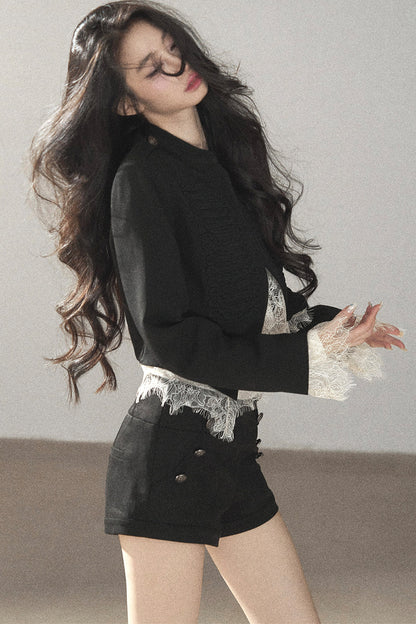 Ginkgo Leaf Veins Jacket Shorts Set-Up