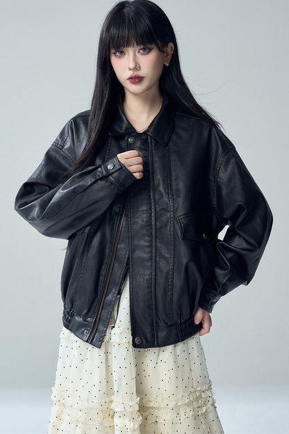 Short Black Leather Jacket