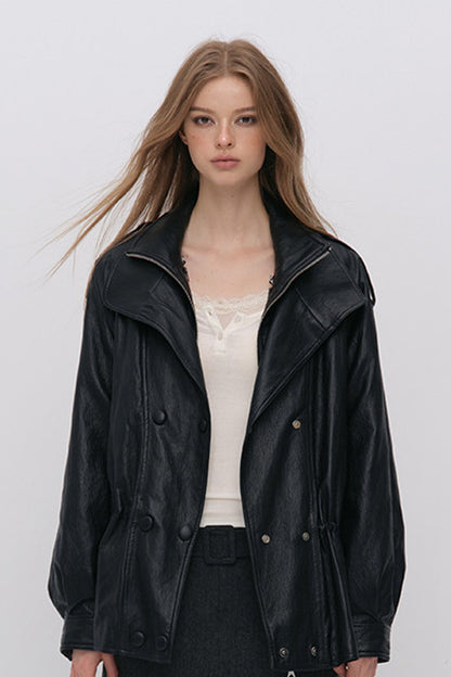 Detachable Down PU Leather Jacket