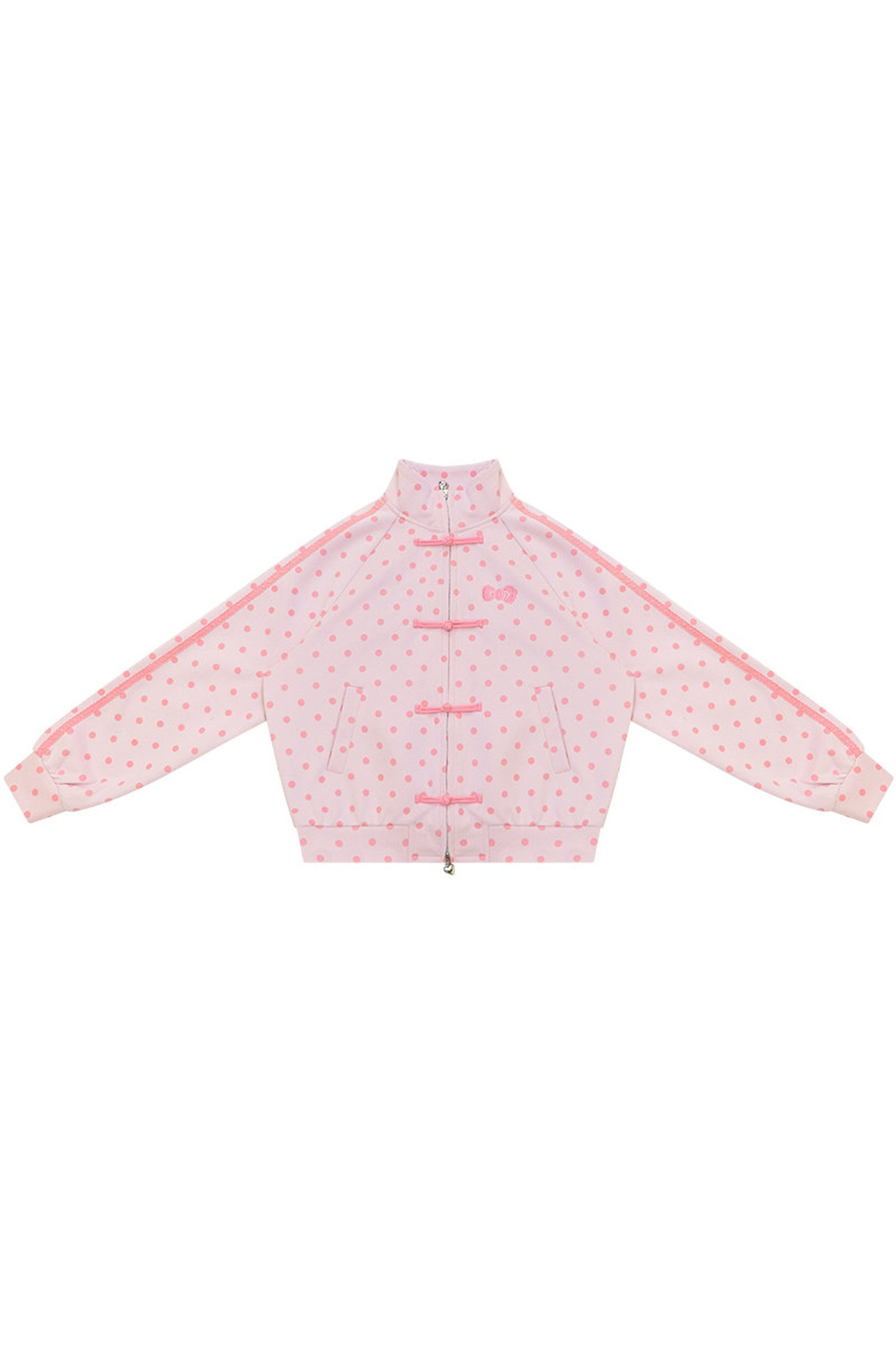 Pink Polka Dot Zipper Sweatshirt Jacket