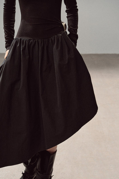 Black T-Shirt Patchwork Dress