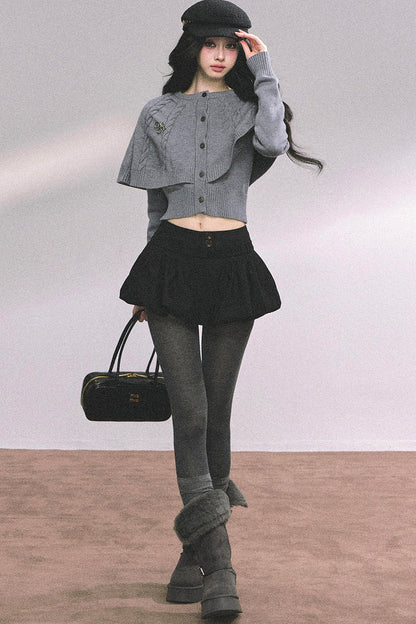 Knitted Cable Cape Sweater