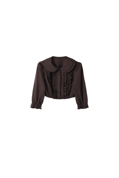 Textured Doll Collar Button-Up Top
