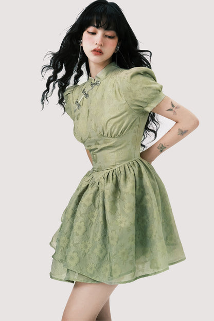 Chinoiserie Mist Forest Cheongsam Dress