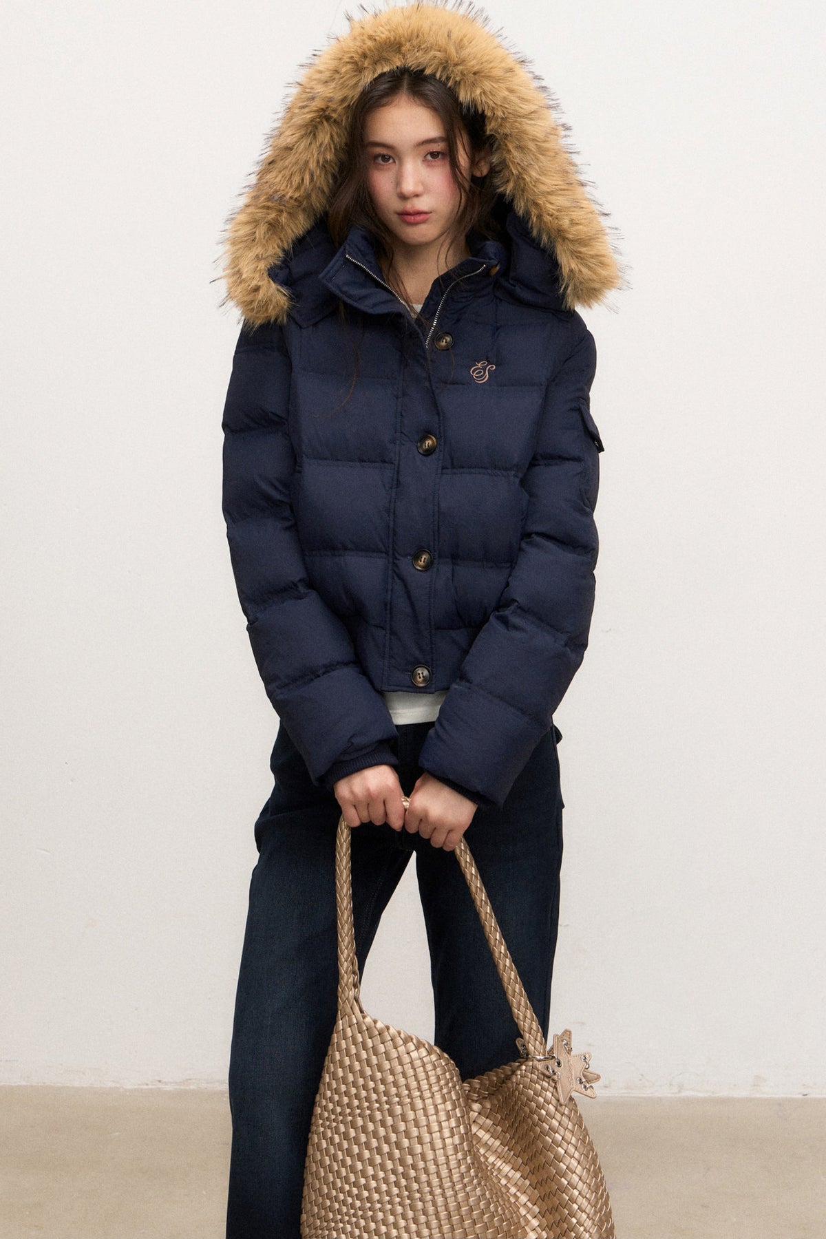 Fur Collar Down Jacket and Pants Set-Up