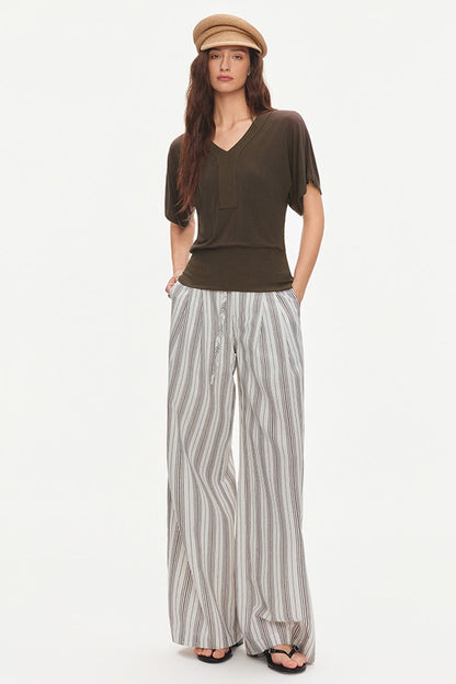 Lyocell Linen Blend Wide-Leg Pants