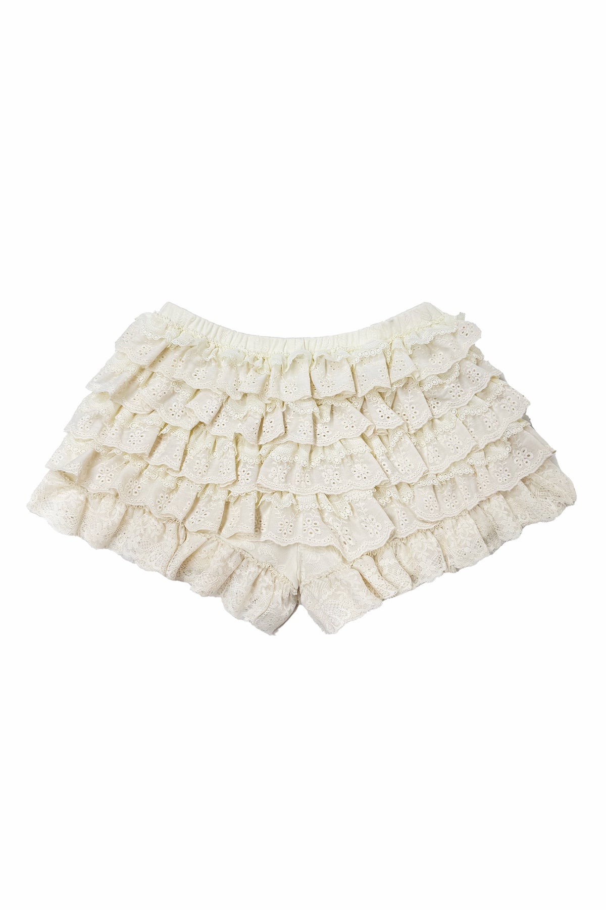 Creamy Lace Patchwork Adjustable Shirt and Stretch Shorts Set-Up
