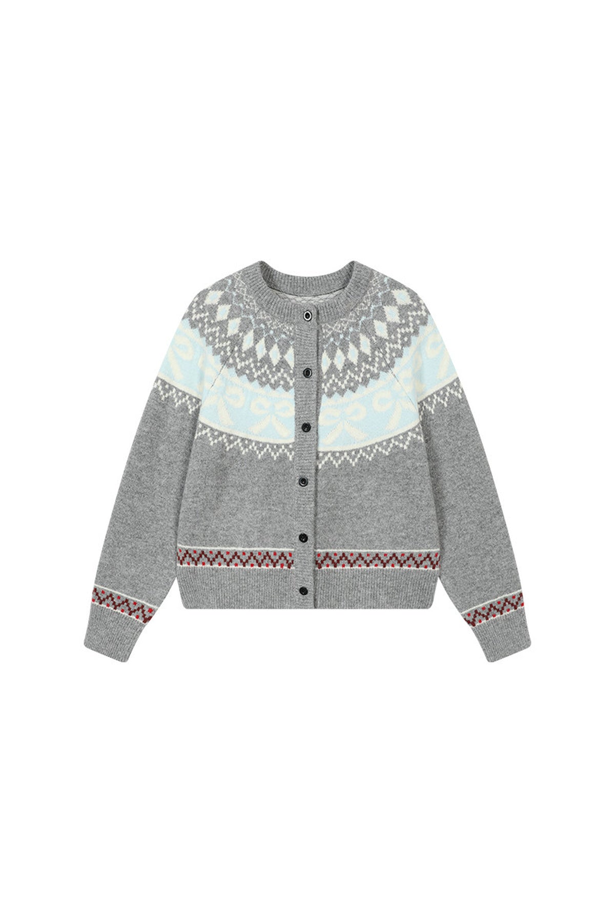 Bowknot Fair Isle Sweater Cardigan