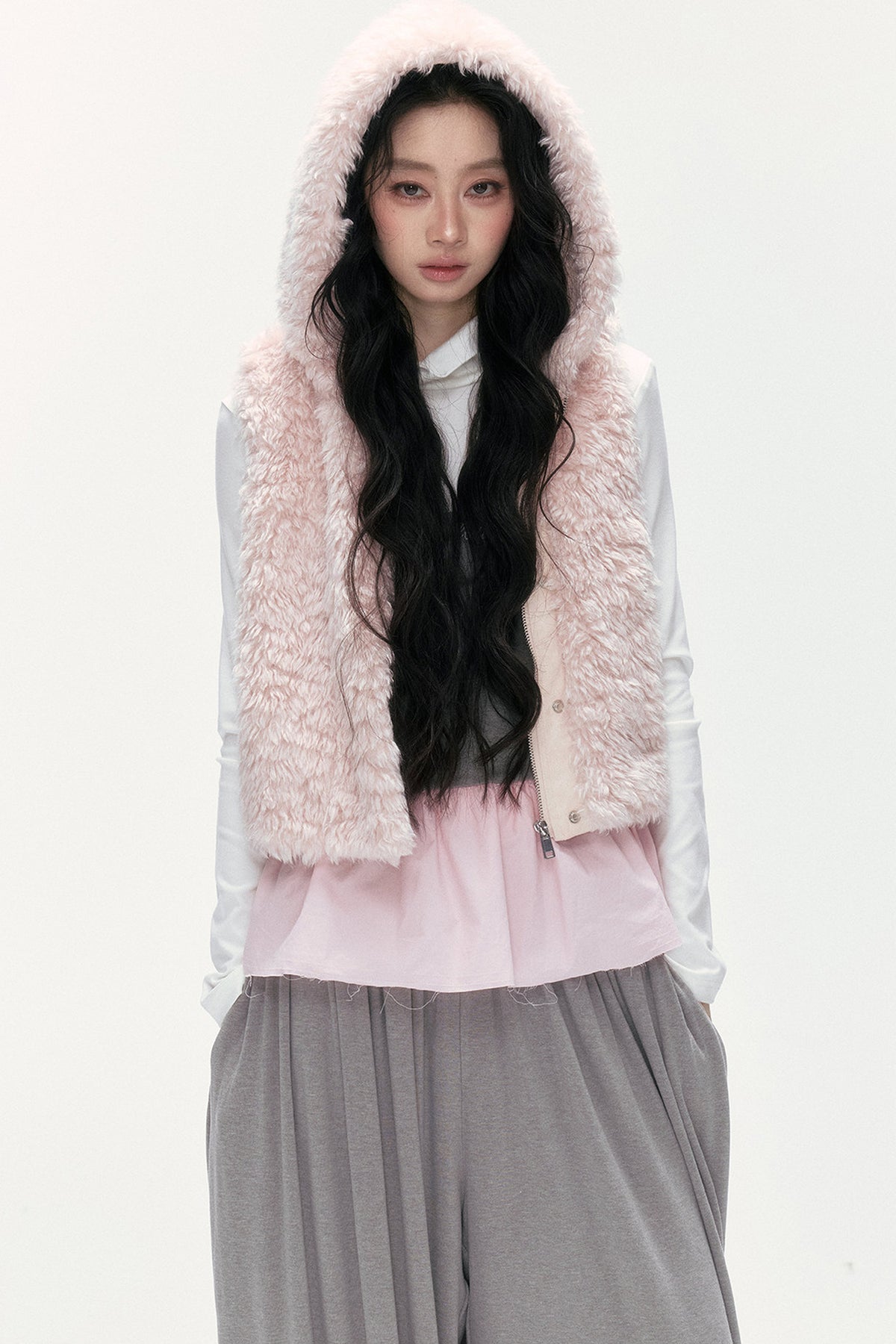 Hooded Faux Fur Vest