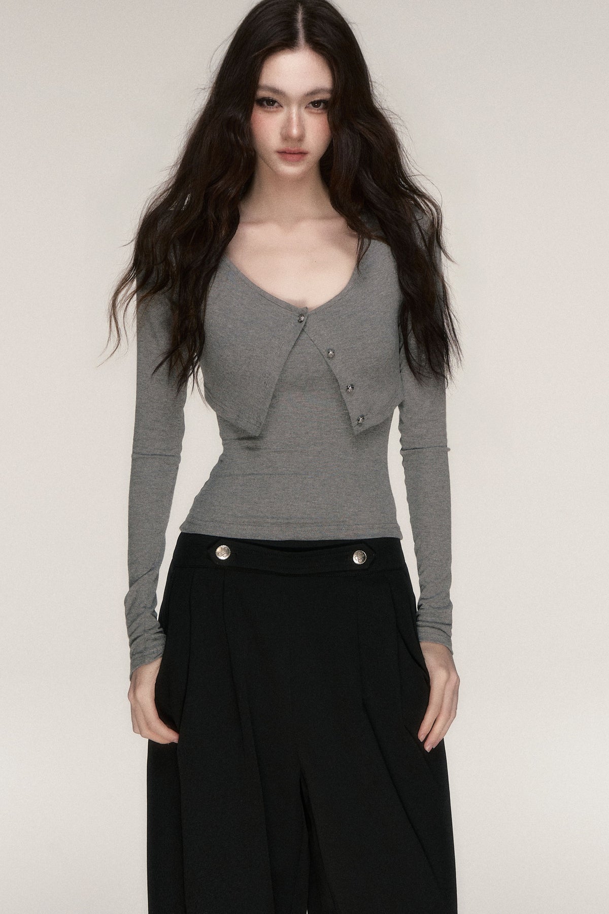 Long-Sleeved Top and Camisole Set