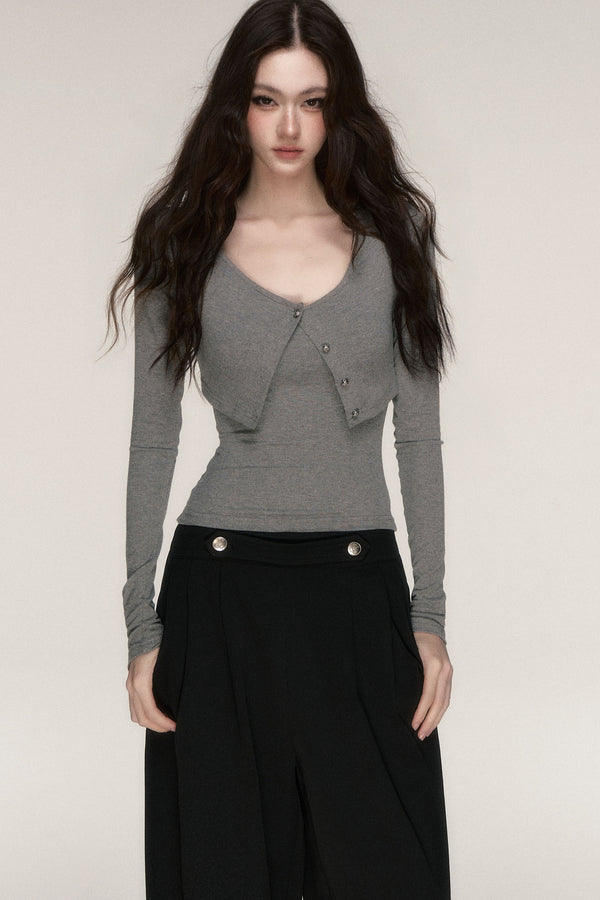 Long-Sleeved Top and Camisole Set