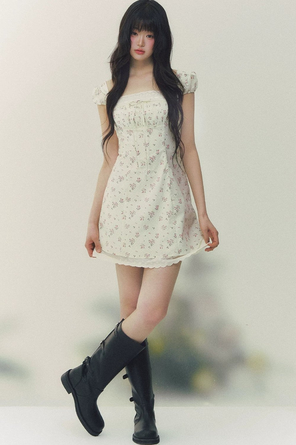 Floral Polka Dot A-Line Dress