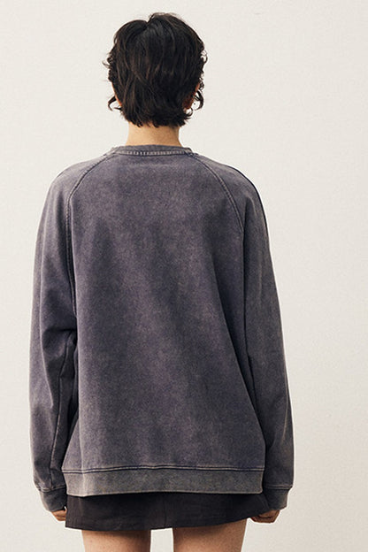 Washed Cat Print Sweatshirt and Pants Set