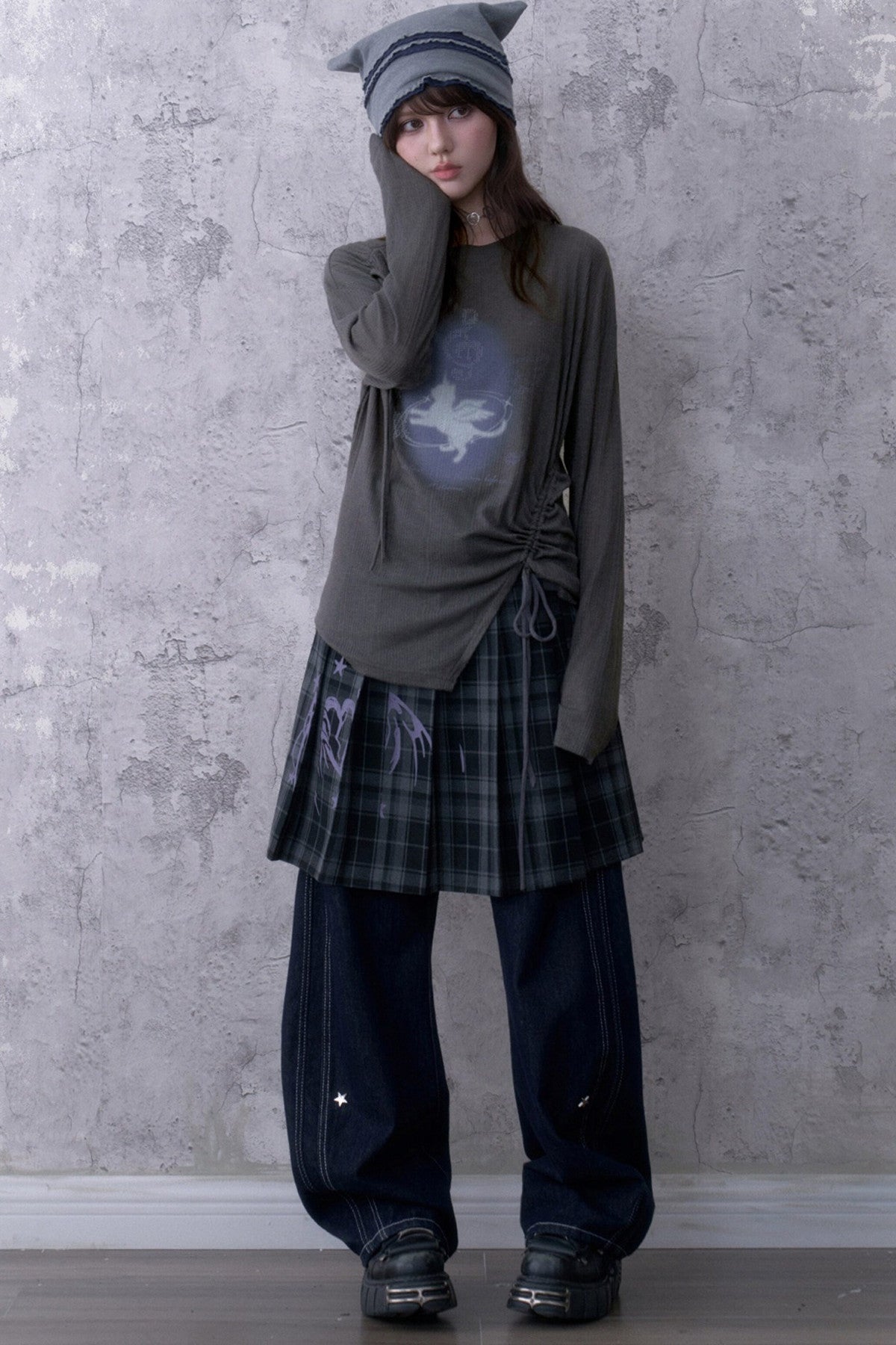 Gray Unicorn Drawstring T-Shirt