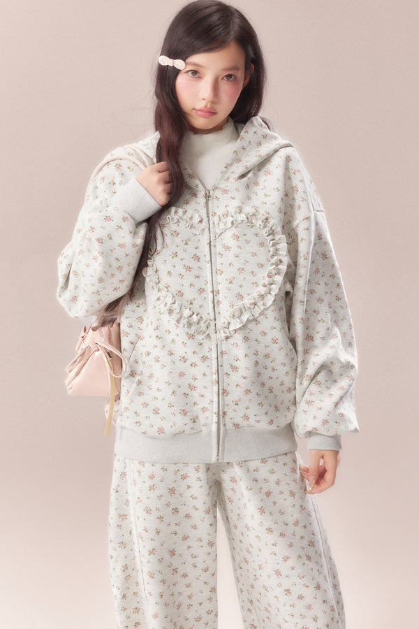 Floral Heart Hoodie and Scimitar Pants Set-Up