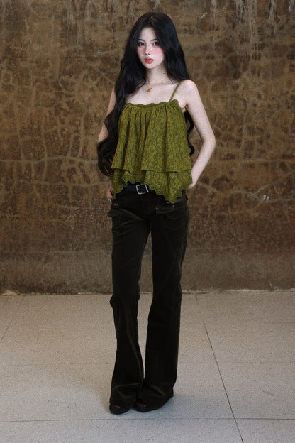 Multi-Pocket Corduroy Flared Pants