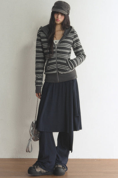 Reversible Striped Hooded Jacket and Pants Set-Up