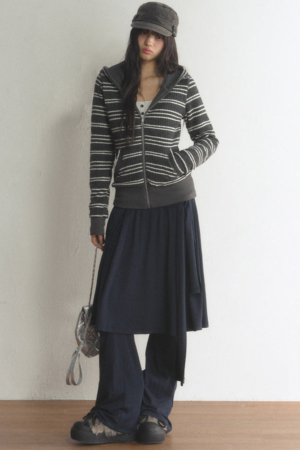 Reversible Striped Hooded Jacket and Pants Set-Up