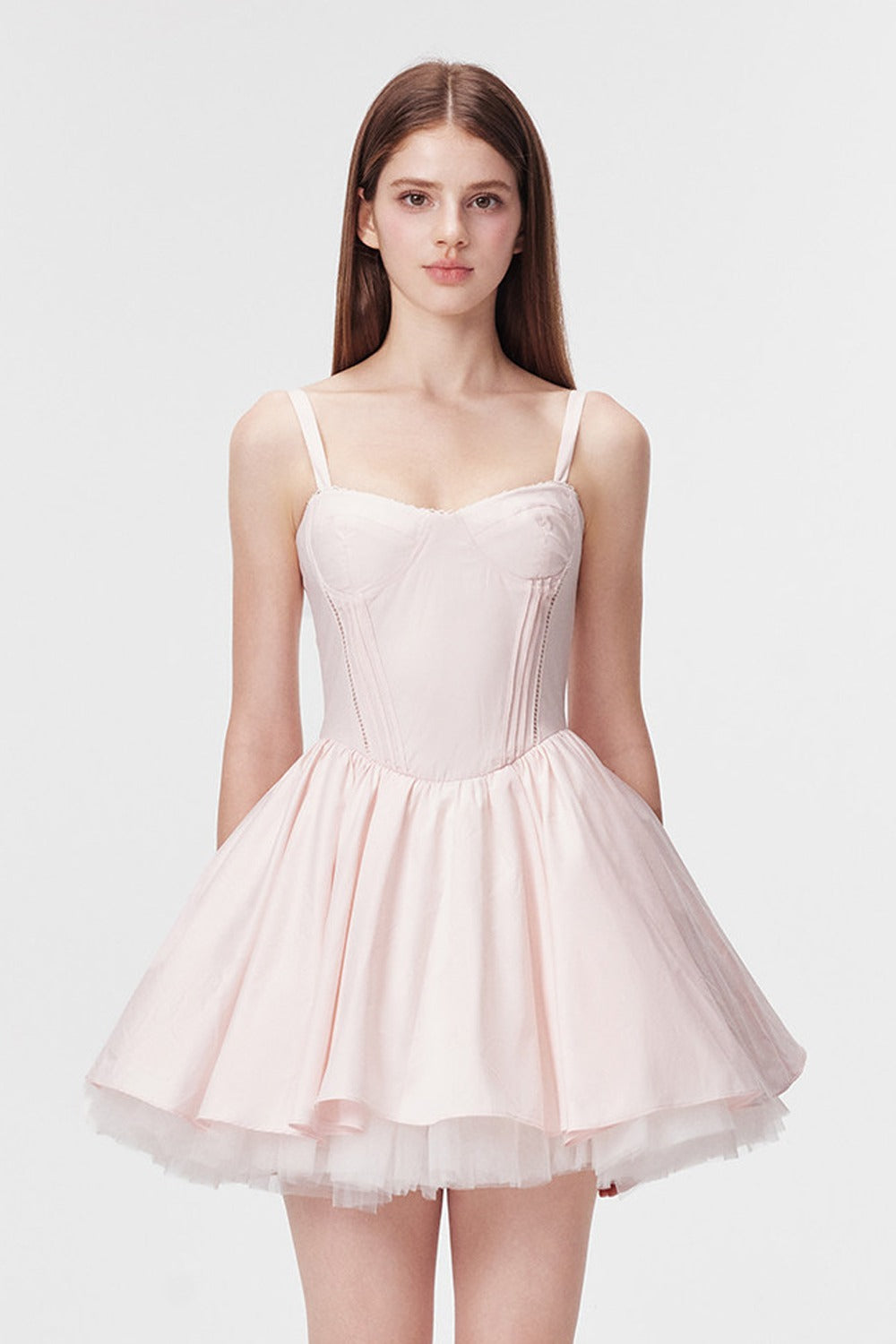 Vertical Cut Stand-Up Collar Slip Dress