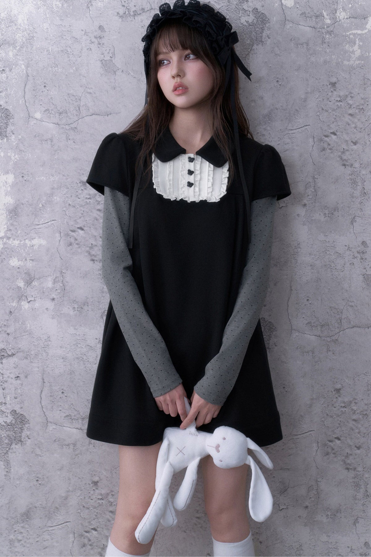 Ruffled Bib Doll Collar Dress