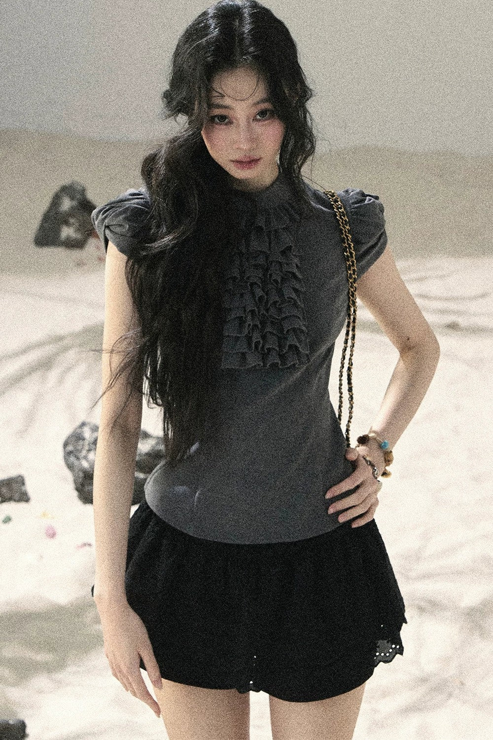 French Ruffle Puff Sleeve Top