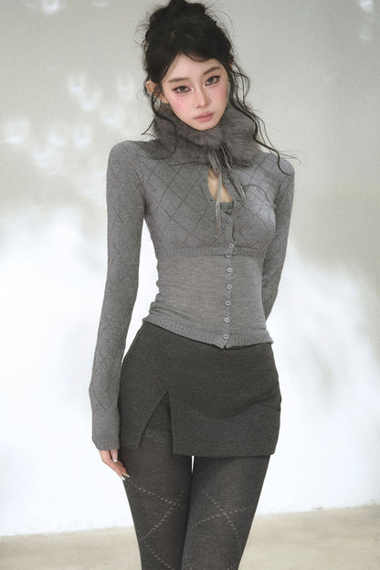 Retro Waist-Slimming Knit Cardigan