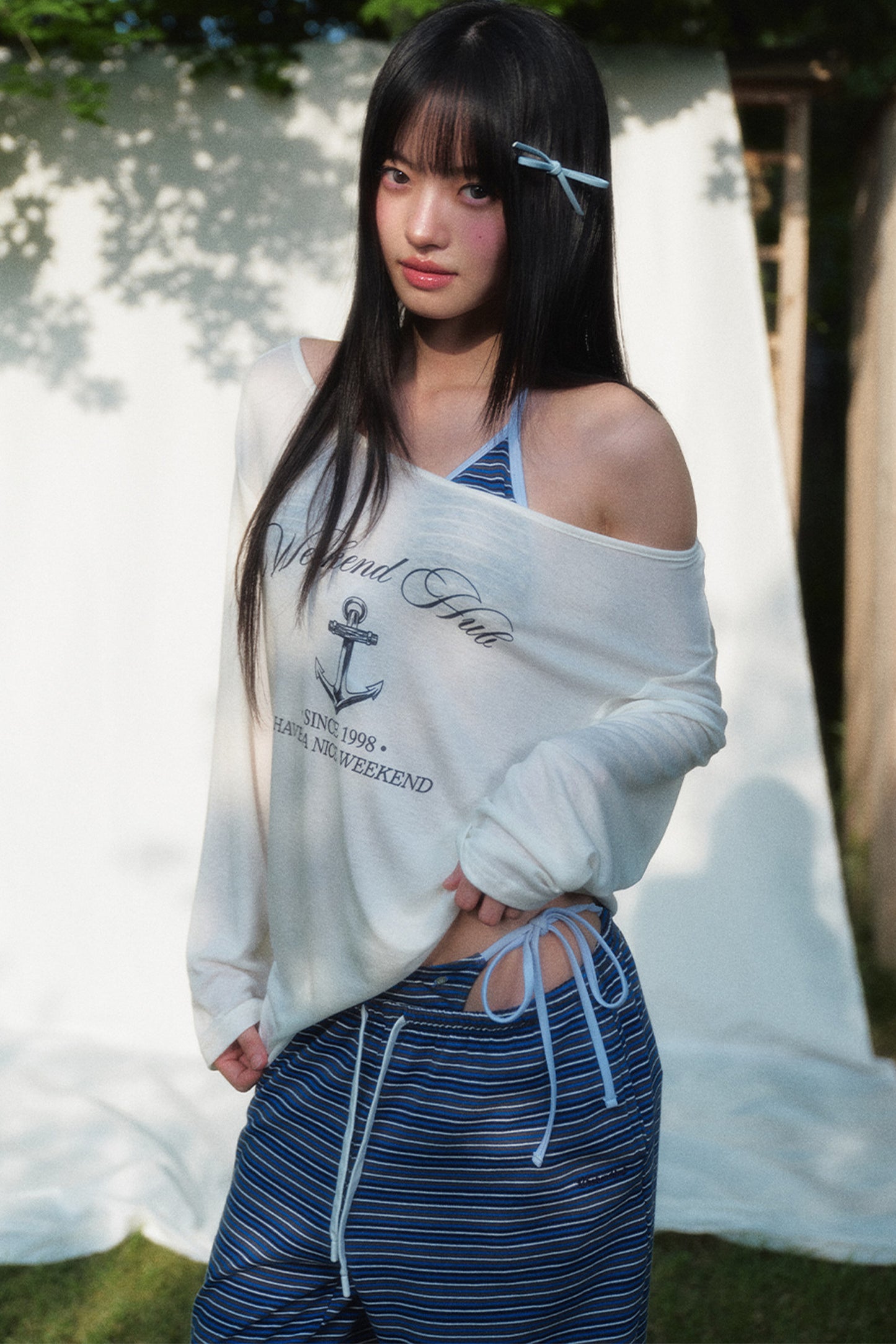 Printed Sun Protection Blouse and Trousers Set