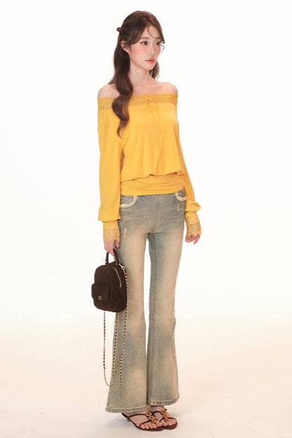 Vintage-Jeans in Blau mit hoher Taille